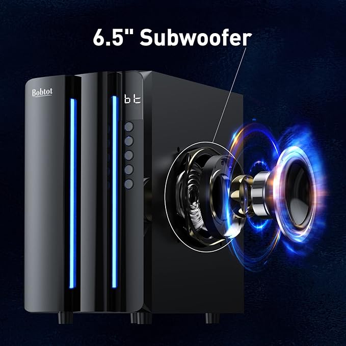 Bobtot Home Theater Surround Sound System for TV - 6.5inch Subwoofer 800W Peak Deep Bass 5.1 Wired Satellite Speakers Audio Stereo Systems Support ARC Optical Bluetooth Aux Input