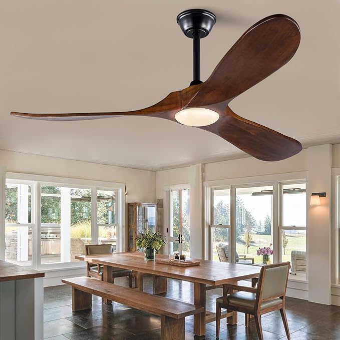 42 Inch Ceiling Fan with Lights, 42 Inch Wood Ceiling Fans with Remote Control, 3 Blades Reversible Quiet DC Motor Ceiling Fan, Indoor Outdoor for Living Room Bedroom Study