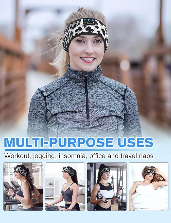 LC-dolida Sleep Headphones Bluetooth, Headband Headphones Earphones Wireless, Sleep Mask for Sleeping, Sports, Gifts, Workout, Jogging, Yoga,Insomnia, Air Travel, Meditation