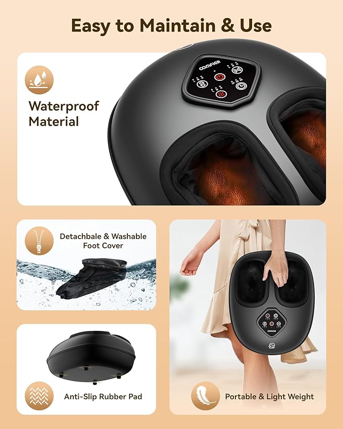 COMFIER 2025 Shiatsu Foot Massager with Heat,Compression,Kneading &Rolling,Foot Massager for Neuropathy,Plantar Fasciitis,Upgraded for Larger Feet Machine(Size 15),Home or Office, Christmas Gifts