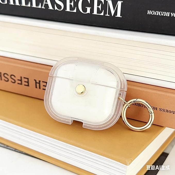 for AirPods Pro 3 Case 2025 with Lock Clear Cases,Soft TPU Cover for Airpods Pro 3rd Case for Air pod Pro 3 Cover with Keychain for Airpods Pro 3 Gen for Women Girls (White)