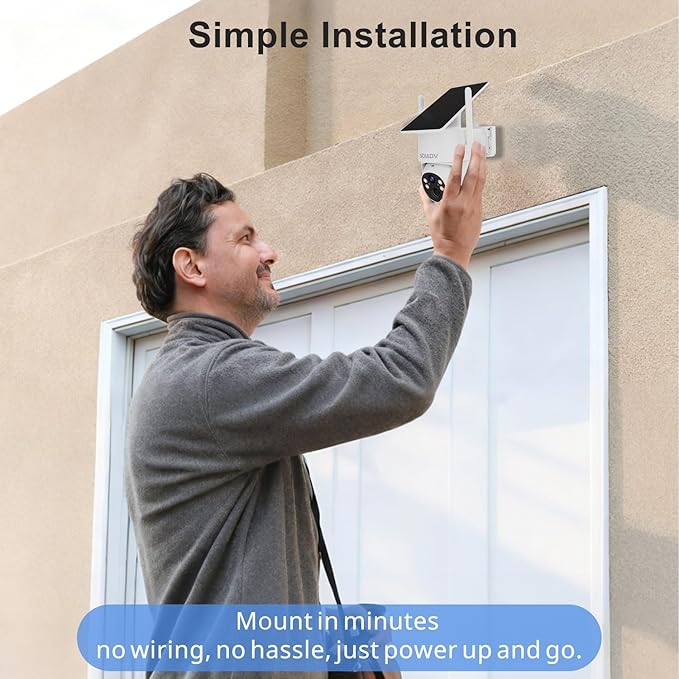 SOIADV Solar Security Camera Wireless Outdoor with 360°View, 2K Color Night Vision, PTZ Camera for Home Security, Battery Powered, Two Way Audio, Motion Detection, PIR Alarm, IP65 Weatherproof, SC13W