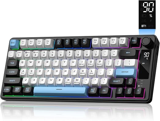DK75 75% Wireless Gaming Keyboard, Creamy Computer Keyboards, Black
