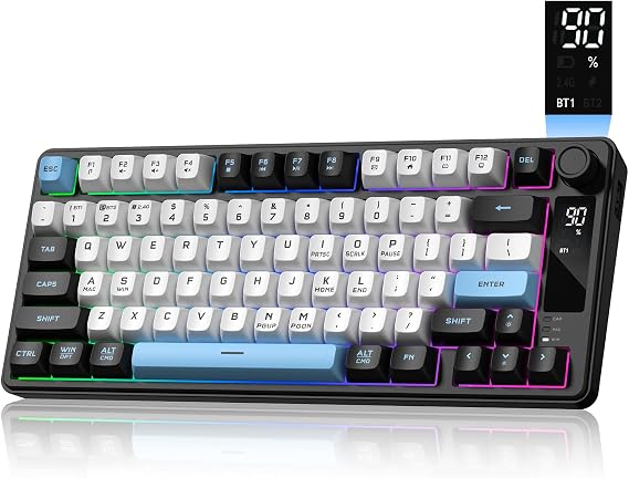 DK75 75% Wireless Gaming Keyboard, Creamy Computer Keyboards, Black
