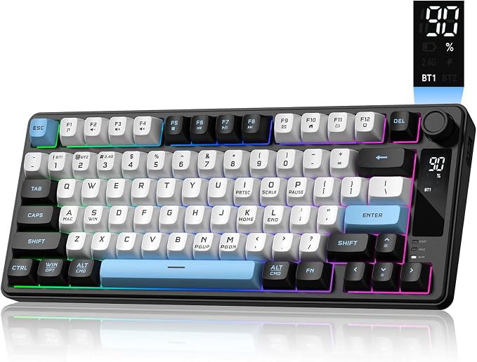 DK75 75% Wireless Gaming Keyboard, Creamy Computer Keyboards, Black