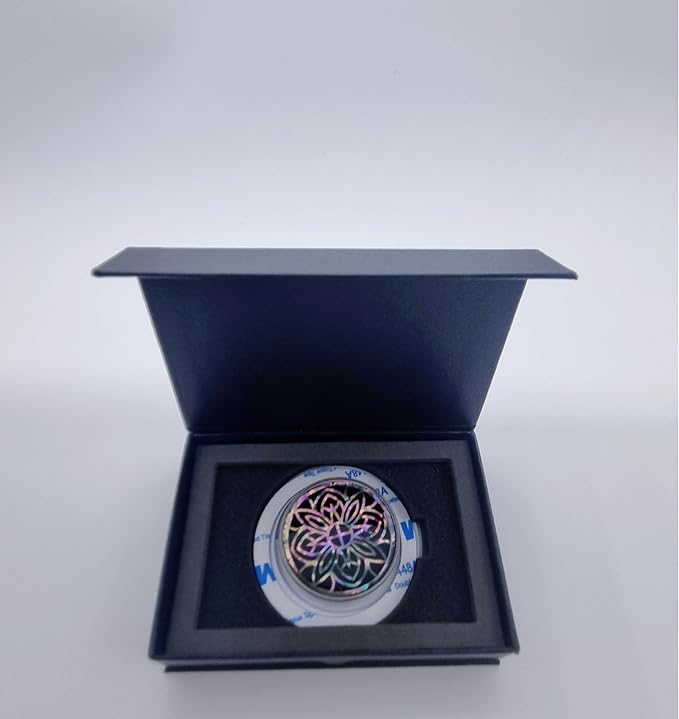 Korean Najeonchilgi Shell-Inlay Phone Grip Stand, Slim Round Phone Holder & Kickstand, Adhesive or Magnetic Back, Metal Ring Included - (Floral Mandala)