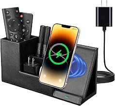 Wireless Charger with Desk Organizer, Fast Charging Station for iPhone 15 14 13 12 11 Pro Max/Samsung Galaxy S23/S22/S21/S20/Z Flip/Fold 5, Desk Phone Charger Stand Office Desktop Organizer Leather - Image 1