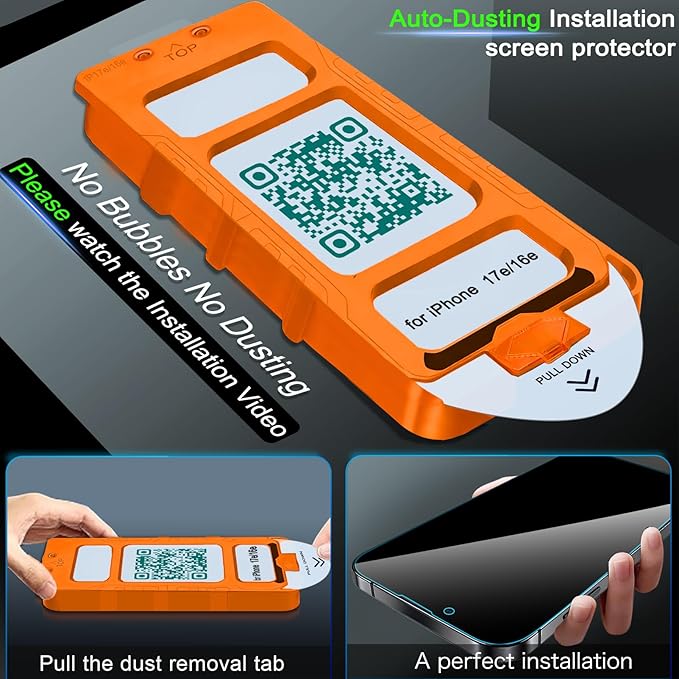 IMBZBK [Auto-Dust Removal] 3 Pack Privacy Screen Protector for iPhone 17e / iPhone 16e Anti Spy Private Accessories, Case Friendly Film, Military Grade Tempered Glass 3 Camera Lens Protector