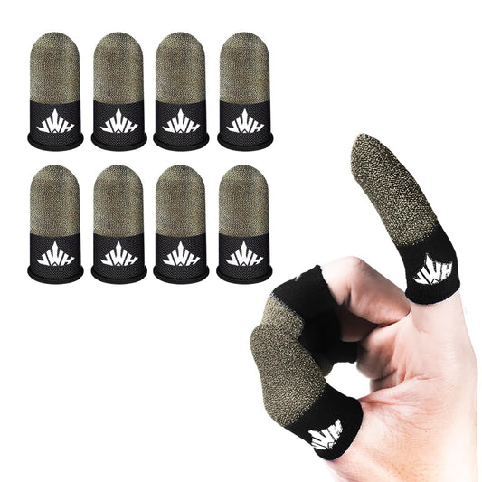 Jwh 8 Pack Mobile Phone Gaming Accessory Thumb Finger Sleeves 0.15 Ultra Thin Pure Silver Fiber Silky Tip Covers Finger Cots for Pubg Gaming Gloves Guantes para Dedales Dedos Gamer Profesionales