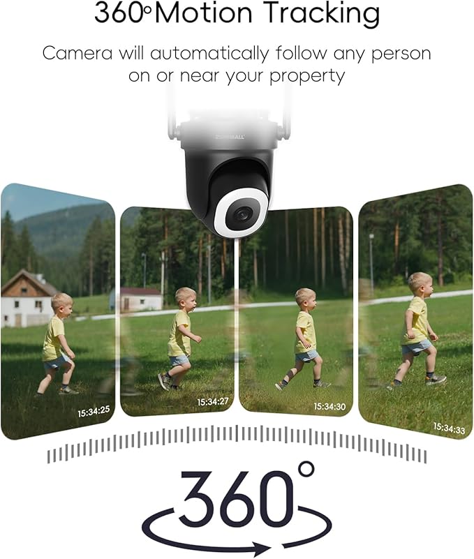 ZUMIMALL 2K Cameras for Home Security, 2.4G/5G WiFi Camera for 24/7 Recording | Motion & Noise Detection, Auto Tracking, Cloud & No-Monthly-Fee SD Storage | Works with Alexa Google - 2-Pack (Black)