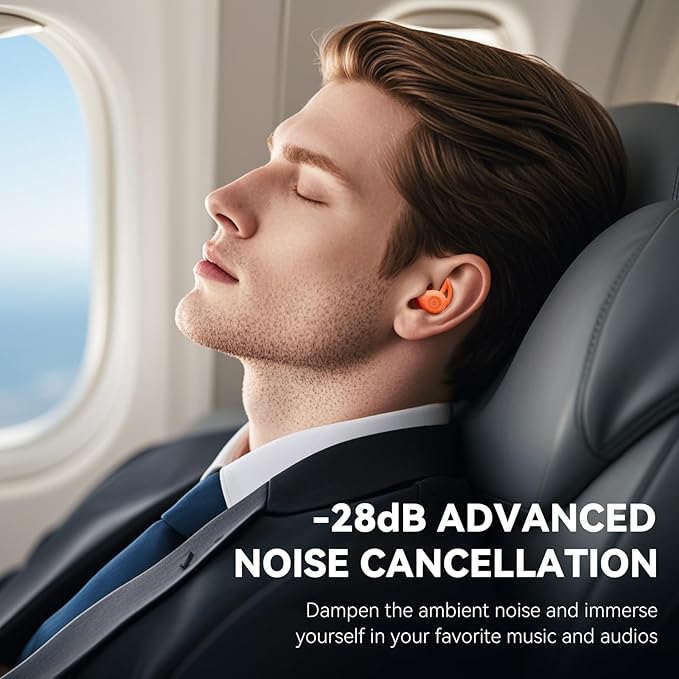 Sleepals Micro Sleep Earbuds for Side Sleepers, Sleep Headphones with Noise Reduction, Soft and Snug Fit Overnight, Slim and Light, 28hr Play with Travel Charging Case (Orange)