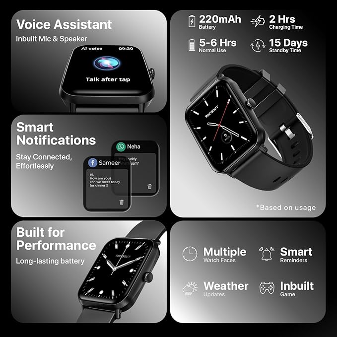 Fire-Boltt Ninja Call Pro Plus 46.48mm (1.83 inch) Smart Watch with Bluetooth Calling, AI Voice Assistance, 120 Sports Modes IP67 Rating, 240 * 280 Pixel High Resolution (Black)