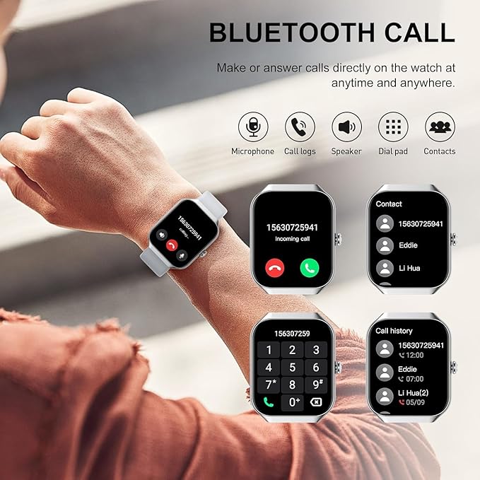Smart Watch 2026 NEW 1.91" Smartwatch for Men Women(Answer/Make Call),Fitness Watch with 110+ Sport Modes, Reloj Inteligente with Sleep Monitor/Heart Rate/Step/Calories/IP68,for Android iOS, Silver