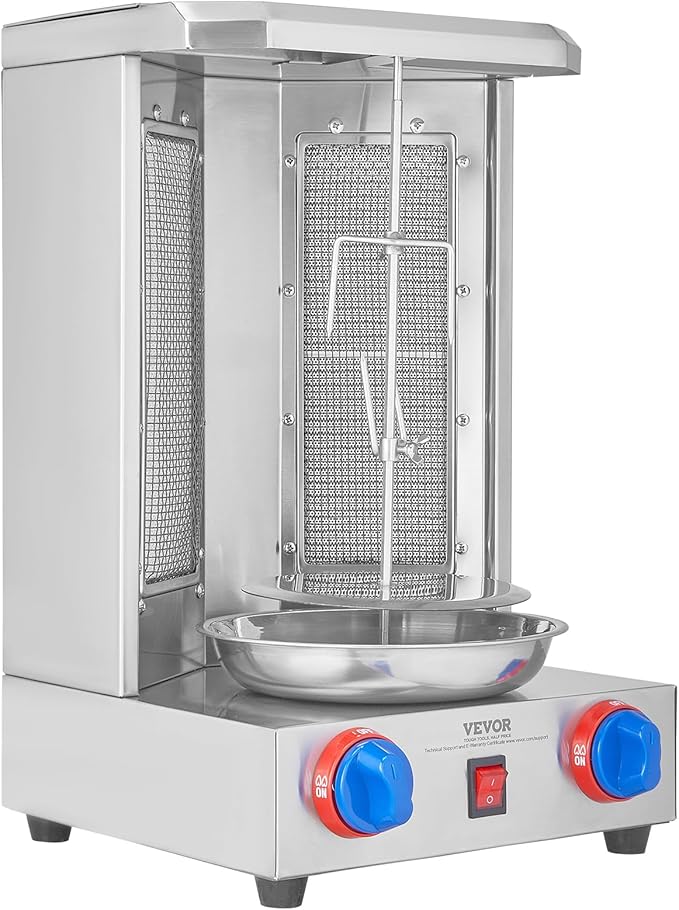 VEVOR Shawarma Grill Machine, 13 lbs Capacity, Chicken Shawarma Cooker Machine with 2 Burners, Gas Vertical Broiler Gyro Rotisserie Oven Doner Kebab Machine, for Home Restaurant Kitchen Parties