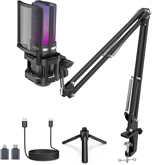 ZealSound USB Microphone with Noise Reduction for PC, iPhone, Mac & Android