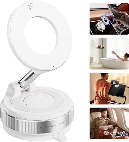 REOKILY Strong Magnetic Car Phone Holder for MagSafe Ultra Vacuum Suction Cup Phone Mount 360° Cell Phone Holders for Your Car Accessories for iPhone 16 15 14 13 12 Android