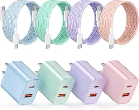 for iPhone 18/17/16 Pro Max/Duo Charger Fast Charging, 4-Pack Dual Port 20W