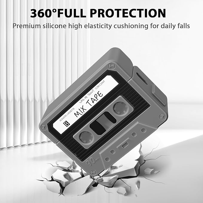 AirPods Pro 3 Case Cover, KOREDA Funny Cassette Tape Design Case for Airpods Pro 3rd Generation 2025, Cute Cartoon Fashion Silicone Protective Case for Women Men (Black)