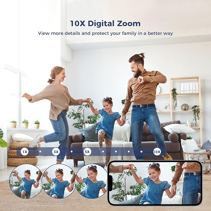 Hiseeu Light Bulb Security Camera Wireless WiFi 5G&2.4GHz,10X Zoom Dual Lens PTZ Light Socket Security Camera for Home, 2-Way-Audio, Auto Tracking & Alarm, 3MP Color Night Vision, 128G SD Card