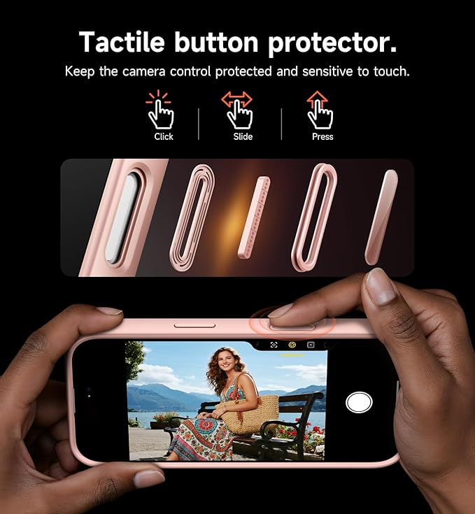 SURITCH for iPhone Air Case with Camera Control Cover, Camera Slide Cover and Adjustable Kickstand, Compatible with MagSafe, Shockproof Bumper Protective Cases for iPhone 17 Air 6.5 Inch, Pink