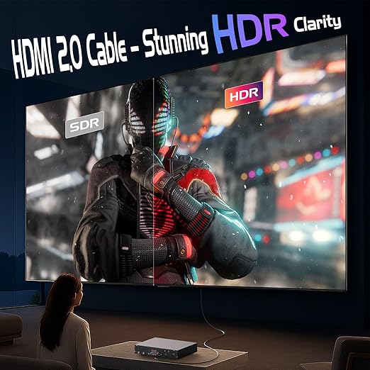 HDMI Cable 3FT 2-Pack, High Speed CL3 Rated Shielded HDMI 2.0 Cable Support 4K, 2K, Ethernet/ARC, 3D, HDCP 2.2 for KVM, Splitter, Switcher, Docking Station, Roku, Computer, Monitor,TV