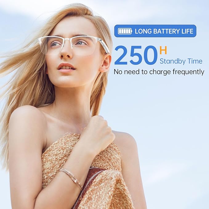 AIRMARS Smart Glasses for Men & Women, Bluetooth Glasses with Photochromic/Blue Light Filter&Polarized Lenses, Smart Sunglasses for Women with Speaker, Interchangeable Frames (Silver)