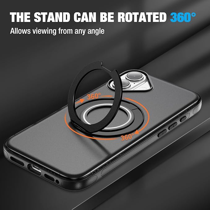 for iPhone 17 Case [Compatible with Magsafe] [15 FT Military Grade Drop Protection] with Screen Protector & Lens Protector,Shockproof Kickstand Phone Case for iPhone 17 (Black)