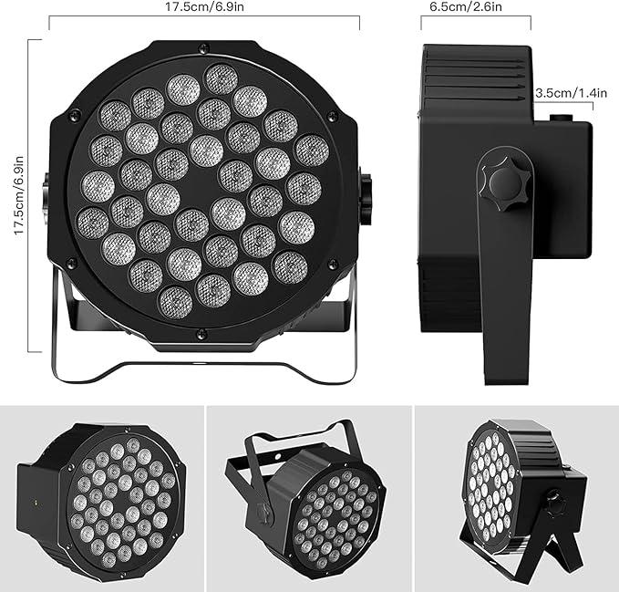 HOLDLAMP Rechargeable Par Lights 36W RGB Battery Powered, Wireless LED Par Lights DJ Uplights Sound Activated& Remote Control for Wedding Events Club Party Church Stage Lighting, 4 Pack with Bag