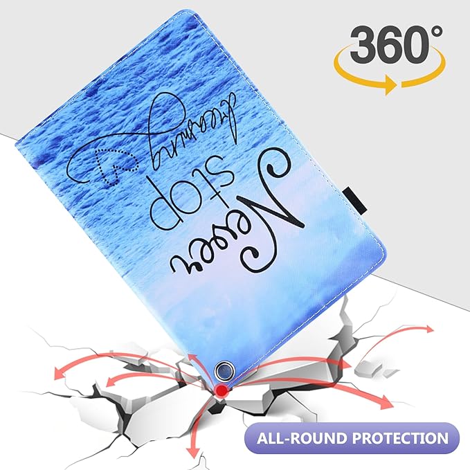 Dteck for Fire Max 11 Tablet Case 13th Generation 2023 11", PU Leather Protective Folio Fold Stand Case with Auto Sleep Wake, Adjustable Viewing Angles, 4 Card Slots, Slim Thin Cute Case, Blue Sea