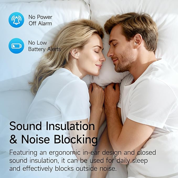 sunvito Sleep Earbuds for Side Sleepers, Mini Invisible Wireless Bluetooth 5.4 Micro Sleep Headphones, Hidden Earbuds with LED Screen for Small Ears Sleeping, Working, Exercise, Hiking - Beige