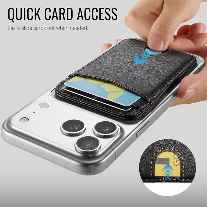 for Magsafe Wallet Magnetic Card Holder RFID Blocking, Strong Magnet Slim Wallet Stick on Phones and Cases for iPhone 17/16/15/14/13/12/ Pro/Max/Plus, Black
