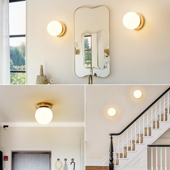 Premium Brass Globe Wall Sconce - Luxury Mid-Century Modern Lighting