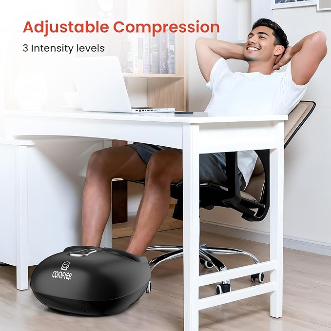 COMFIER Shiatsu Foot Massager with Heat, Kneading Rolling,Vibration, Compression,Remote Control,Foot Massage for Neuropathy,Plantar Fasciitis,Size 13“