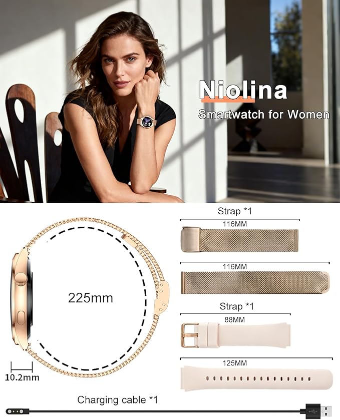Smart Watches for Women, 1.27" TFT Touchscreen Smartwatch Answer/Make Call, Activity Fitness Trackers with 120+ Sports/HR/Sleep/SpO2 Monitor, IP68 Waterproof for Android iOS (Rose Gold)