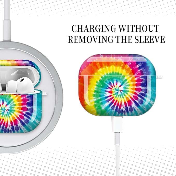 for AirPods Pro 3 Case, Compatible with AirPods Pro 3rd Generation Case (2025), Shockproof Protective Cover with Golden Carabine (Rainbow Tie Dye Spiral)