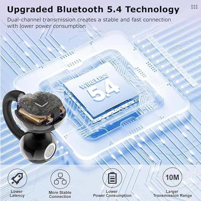 Ear Clip Earbuds Mini Open Ear Headphones Wireless Bluetooth Earphones for Sport Workout Driving Walking Running Compatible with iPhone Android (Black and Grey)