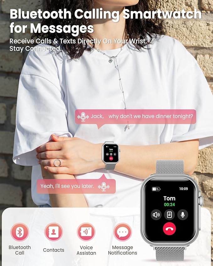 Smart Watches for Women for iPhone Android: 1.85" Smart Watch with 30 Days+ Battery Life Make/Recive Call Heart Rate SpO2 Sleep Monitor 120+ Sport IP68 Waterproof Fitness Tracker Reloj Pedometer