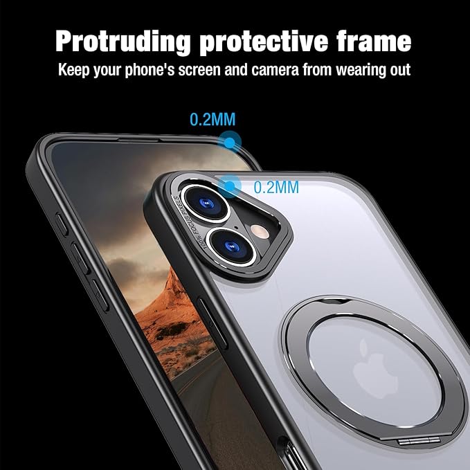 for iPhone 16 Case with Screen Protector & Lens Protector [15 FT Military Drop Protection] Magnetic Kickstand Compatible with MagSafe Slim Translucent Case (Butter Green)
