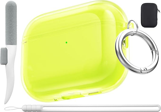 Valkit for Airpods Pro 3 Case Clear with Cleaner Kit | Soft TPU Airpods Pro 3 Generation Case | Protective Cover Shockproof | iPods Pro 3 Cases | for Air pods Pro Gen 3 2025(Clear Yellow)