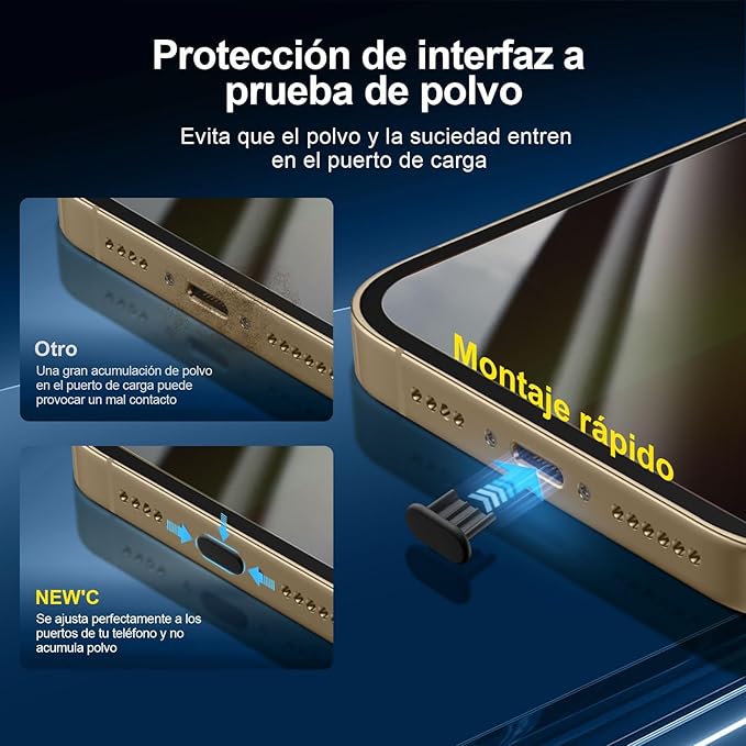 NEW'C 3x Privacy for iPhone 13 Pro Max Screen Protector (6.7 inches)+ 3x Camera Lens Protector, Sensor Protection, Tempered Glass Film +Dust Plug - Enhanced Privacy Angle of 28 Degrees