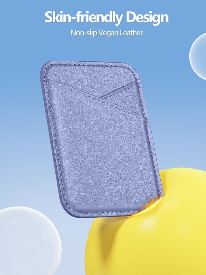 Miroddi for MagSafe Wallet, Strongest Magnetic Card Holder for iPhone 17/16/15/14/13/12 Series, Ultra-Thin Leather Magnetic Phone Wallet with 2 Card Slots, RFID Blocking, No More Falling, Lavender