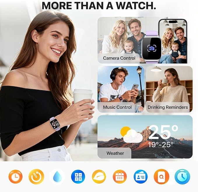 Smart Watch for Women Men,(Answer/Make Call) 1.83'' HD Fitness Activity Tracker Smartwatch for Android iPhone iOS Compatible,IP68 Waterproof Step Counter with Sleep Monitor (Modern, Purple, 1.83)