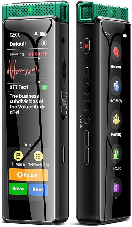 8GB Digital Voice Recorder with Playback, Innioasis R1 Full Touchscreen Voice Recorder with Bluetooth, Voice Activated Sound Audio Recorder Device with Mic Green