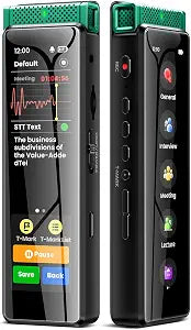 8GB Digital Voice Recorder with Playback, Innioasis R1 Full Touchscreen Voice Recorder with Bluetooth, Voice Activated Sound Audio Recorder Device with Mic Green
