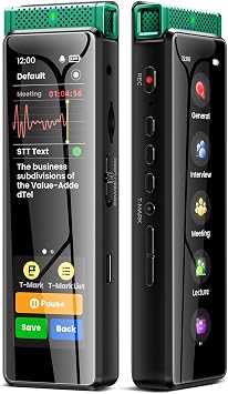 8GB Digital Voice Recorder with Playback, Innioasis R1 Full Touchscreen Voice Recorder with Bluetooth, Voice Activated Sound Audio Recorder Device with Mic Green