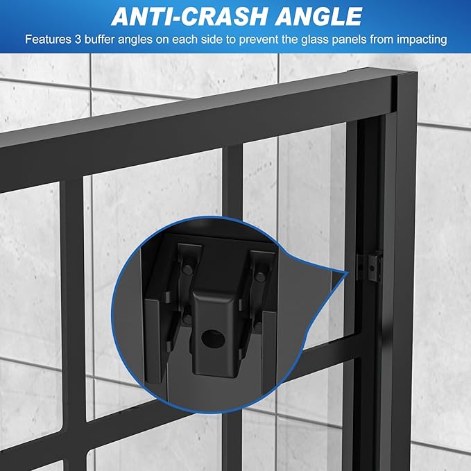 Shower Door, 60" W x 76" H 3/8" (10mm) Thick Framed Glass Shower Door with Explosion-Proof Film Nano Coating, Double Sliding Shower Doors for Walk in Shower,Stainless Steel Hardware