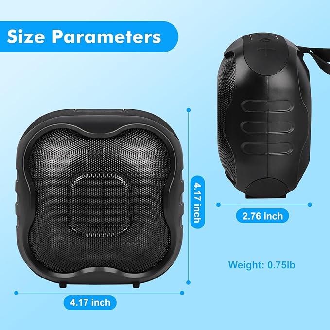 Cinolink Shower Bluetooth Speaker, IPX6 Waterproof Portable Speaker with Loud HD Sound RGB Lights for Home, Beaches Portable Wireless Outdoor Speakers