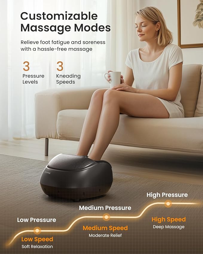 RENPHO Foot Massager Machine with Heat [2026 Upgraded], Shiatsu Foot Massager for Plantar Fasciitis, Christmas Gifts for Women, Cordless Control, FSA Eligible HSA Store Eligible, Up to Size 13, BK