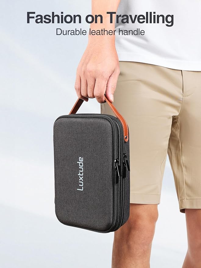 Luxtude Electronics Organizer Travel Case, Portable Tech Organizer for Working/Travelling, Sturdy Hard Shell Zipper Cases for Electronics/Charger/Mouse/Hard Drive, Case Only