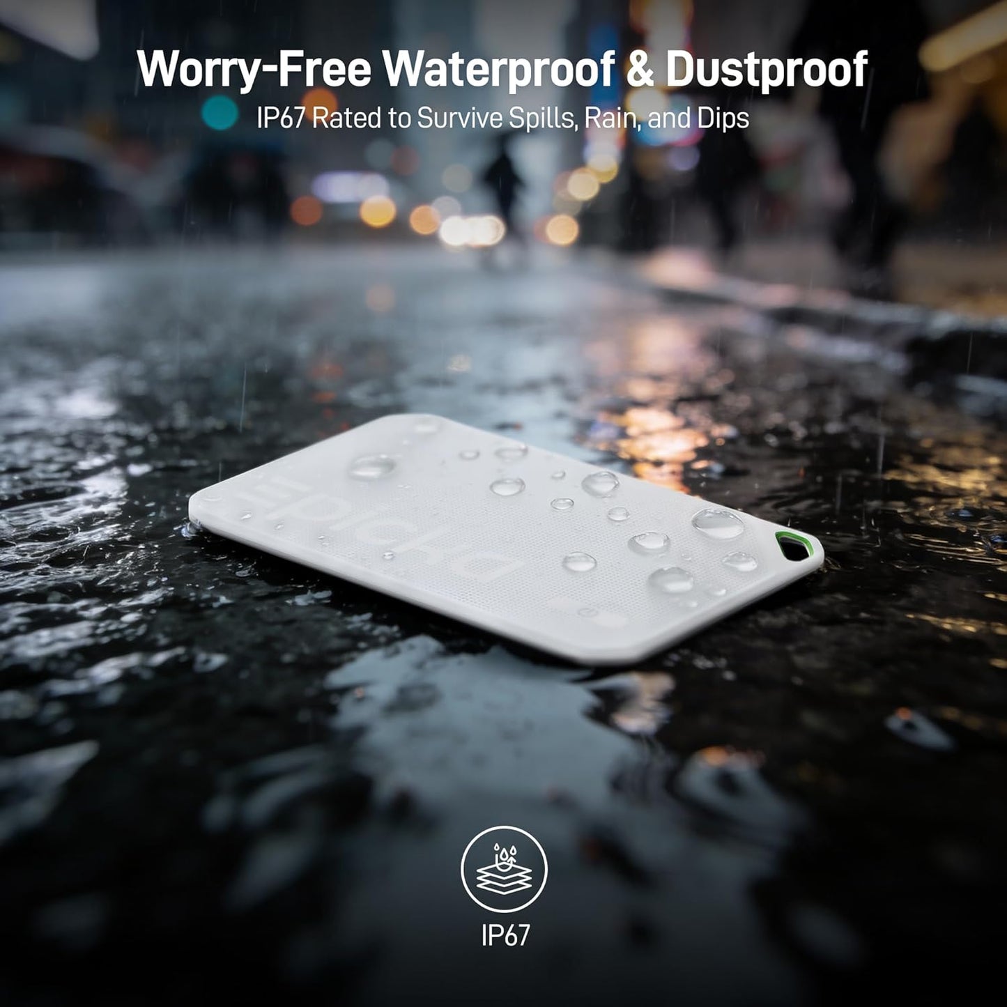 Wallet Tracker Card for Apple Find My, MFi Certified, 6-8 Year Battery & IP67 Water Resistant, NFC & Bluetooth Item Locator for Keys, Bags, Passport, iOS Only, 2 Pack, White